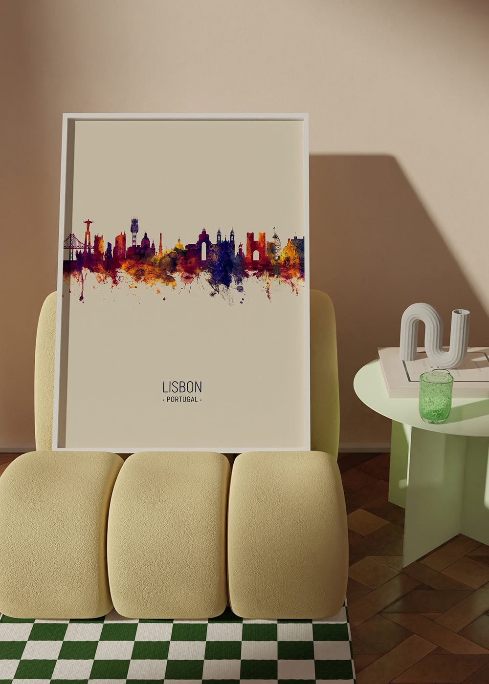 Køkkenkunst: Lissabon skyline i akvarel