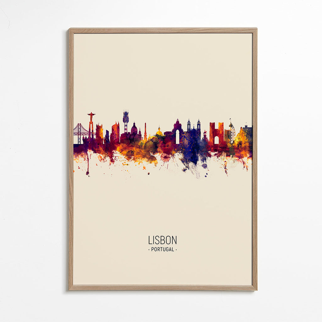 Køkkenkunst: Lissabon skyline i akvarel