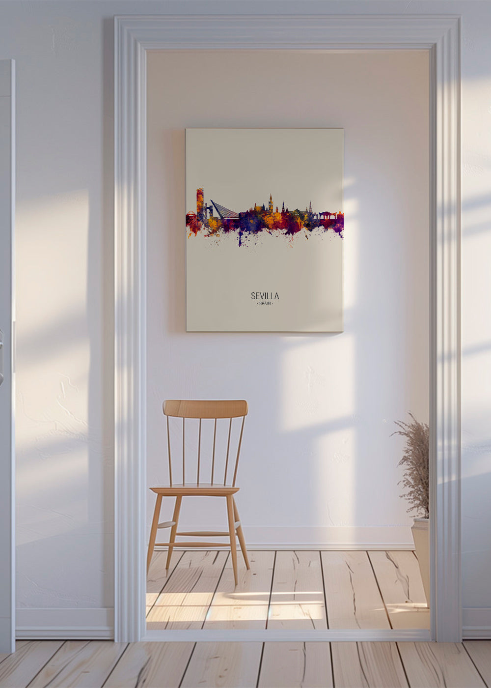 Byplakat med Sevillas skyline