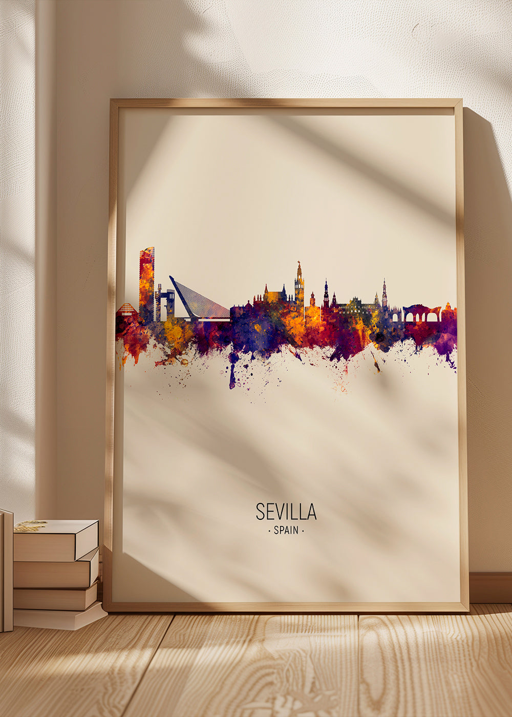 Byplakat med Sevillas skyline