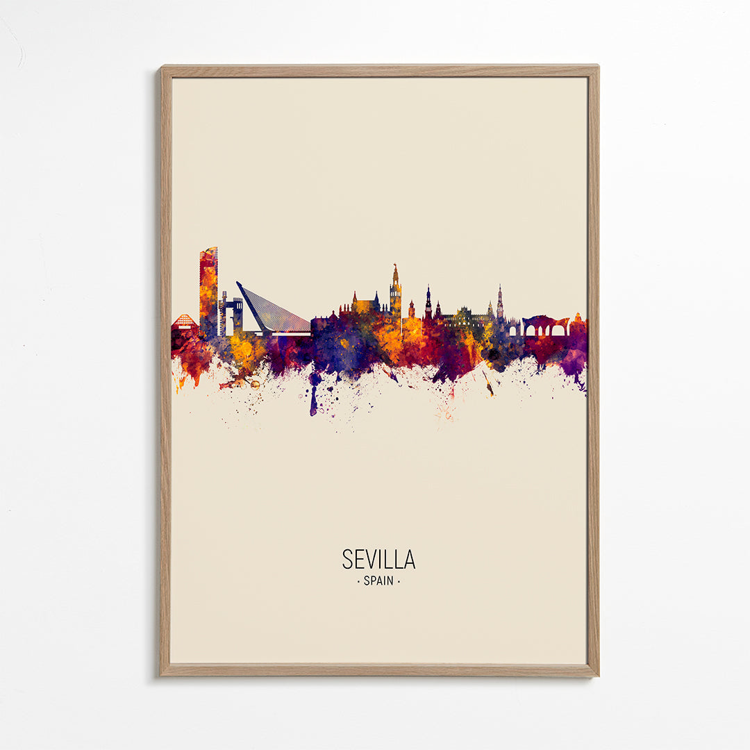 Byplakat med Sevillas skyline