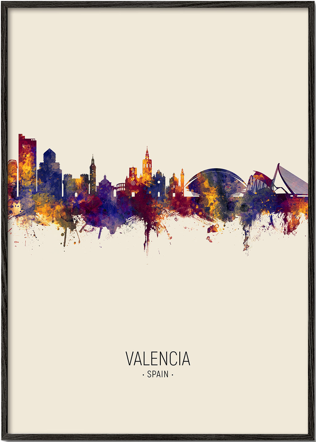 Køkkenkunst Valencia akvarel skyline