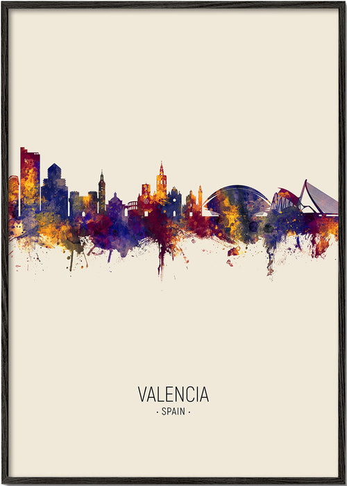Køkkenkunst Valencia akvarel skyline