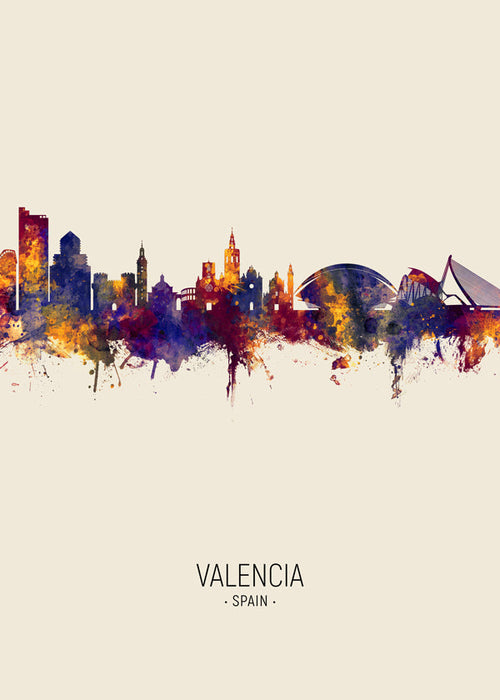 Køkkenkunst Valencia akvarel skyline
