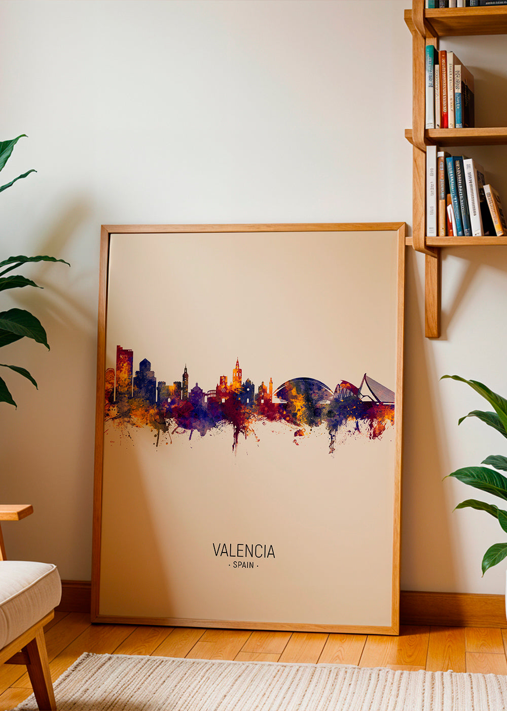 Køkkenkunst Valencia akvarel skyline