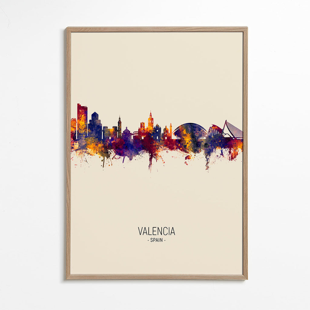 Køkkenkunst Valencia akvarel skyline