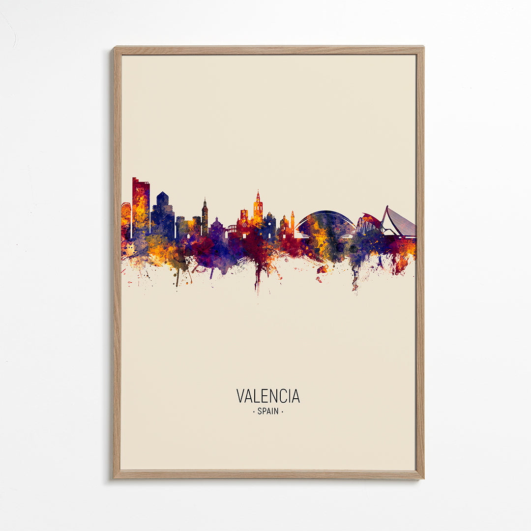 Køkkenkunst Valencia akvarel skyline