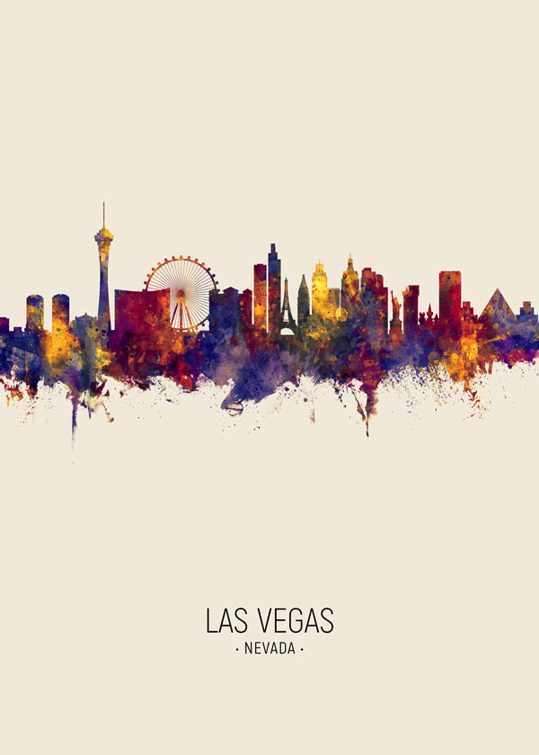 Byplakat Las Vegas akvarel