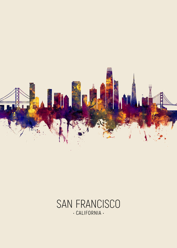 Byplakat San Francisco akvarel
