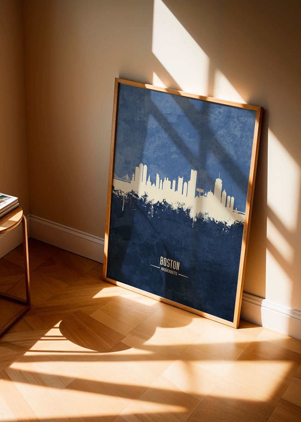 Rejseplakat Boston skyline i blå