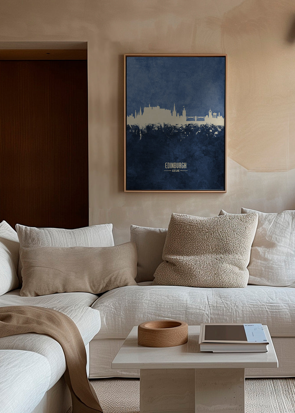 Køkkenkunst: Edinburgh skyline i blå