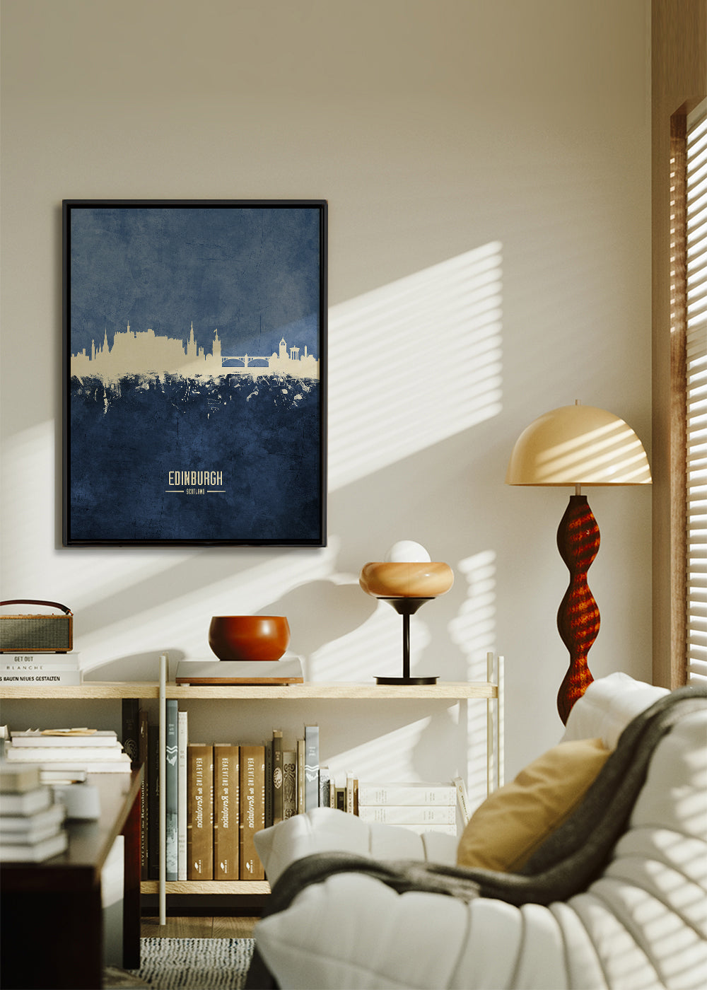 Køkkenkunst: Edinburgh skyline i blå