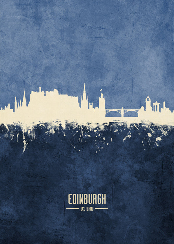 Køkkenkunst: Edinburgh skyline i blå