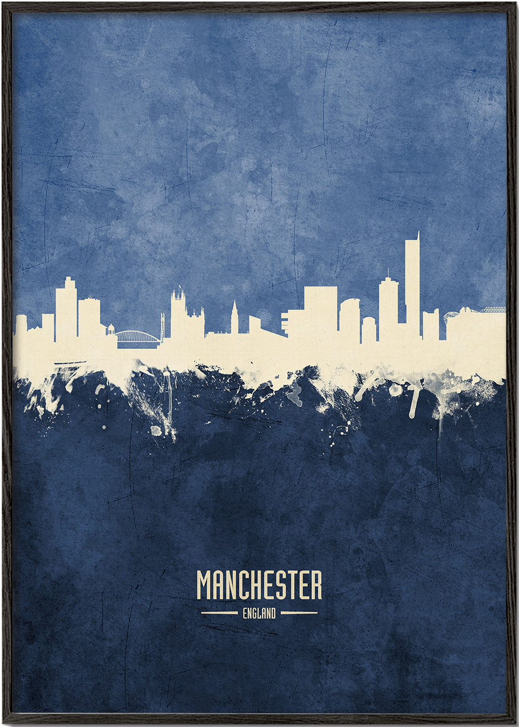 Byplakat Manchester skyline blå tekstur