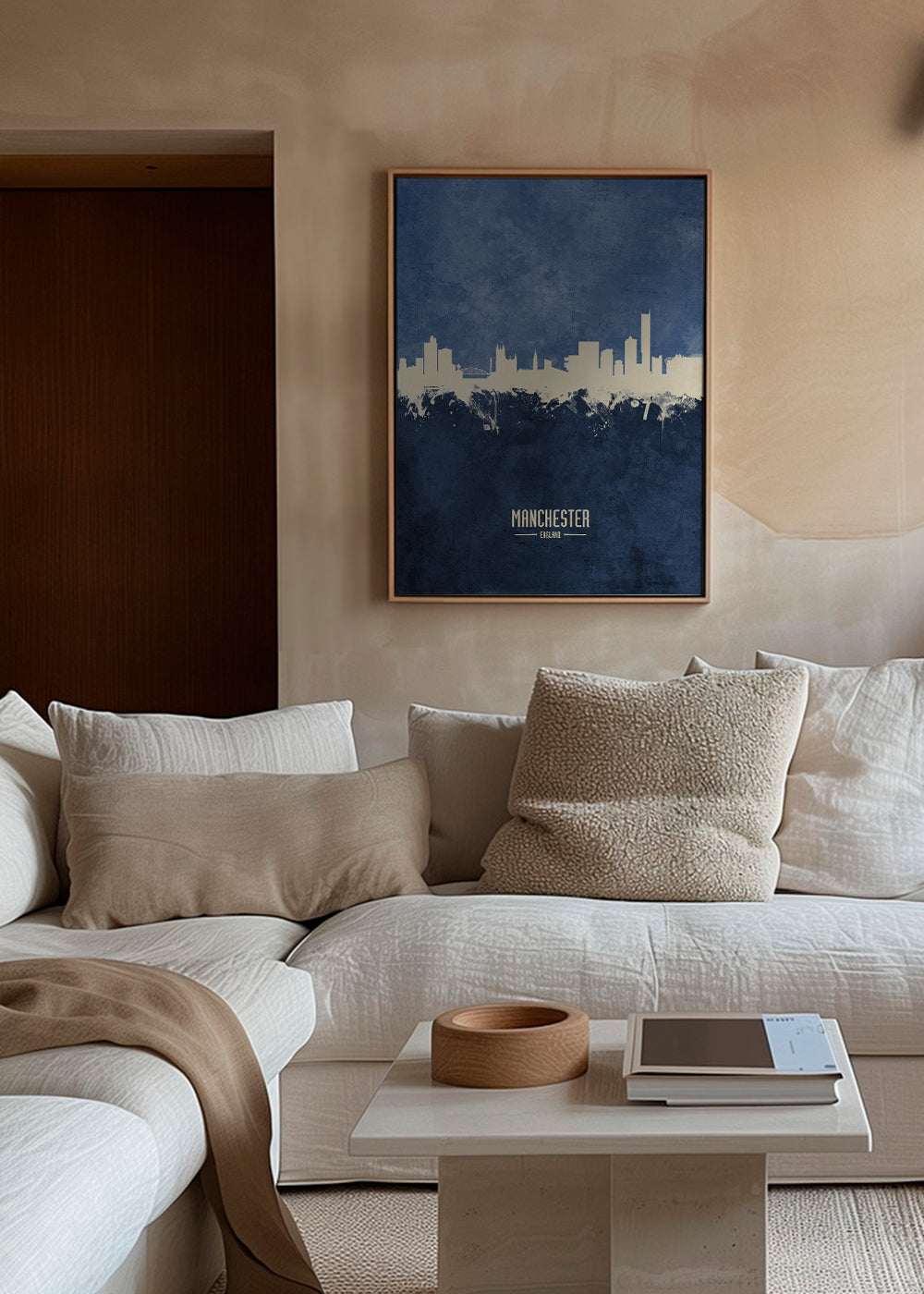 Byplakat Manchester skyline blå tekstur