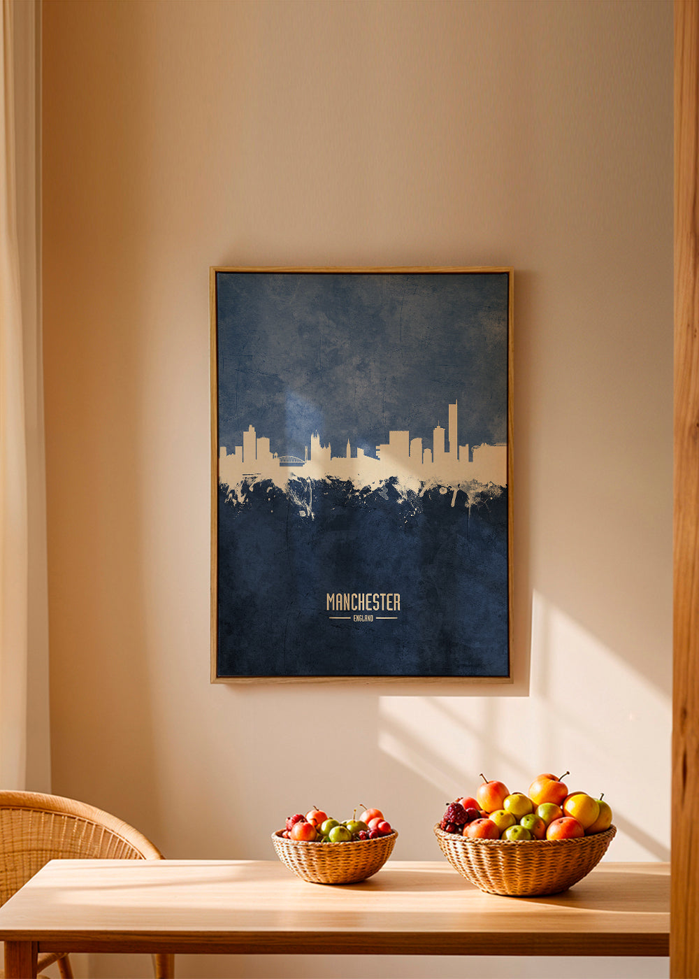 Byplakat Manchester skyline blå tekstur