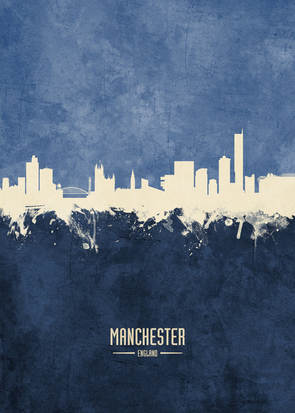 Byplakat Manchester skyline blå tekstur