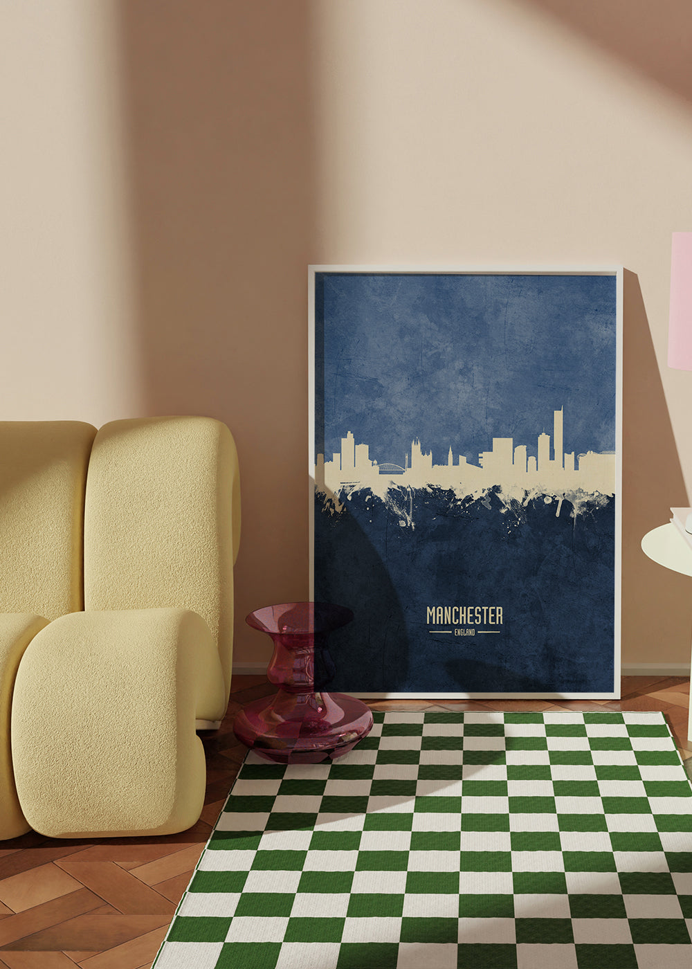 Byplakat Manchester skyline blå tekstur