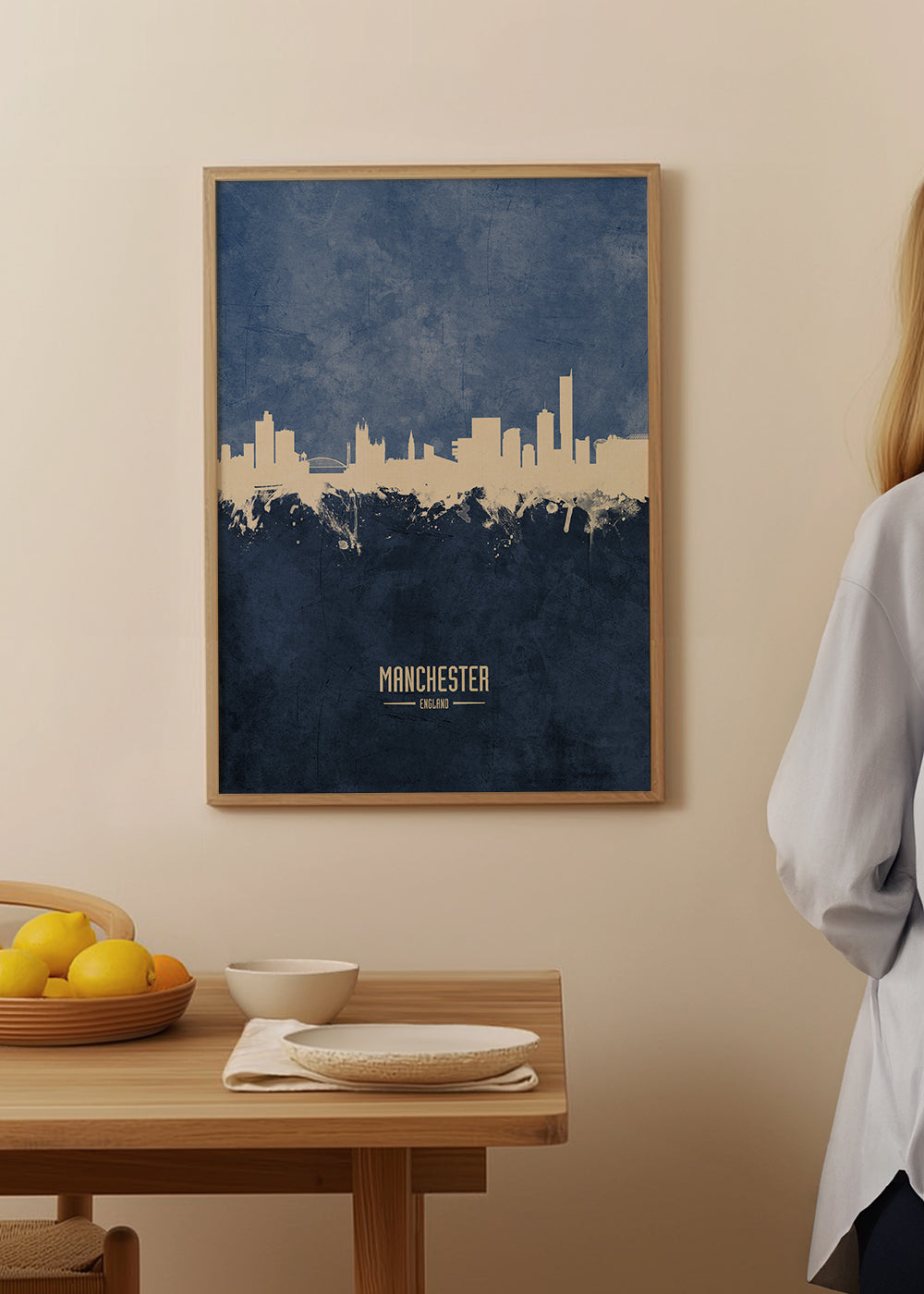 Byplakat Manchester skyline blå tekstur