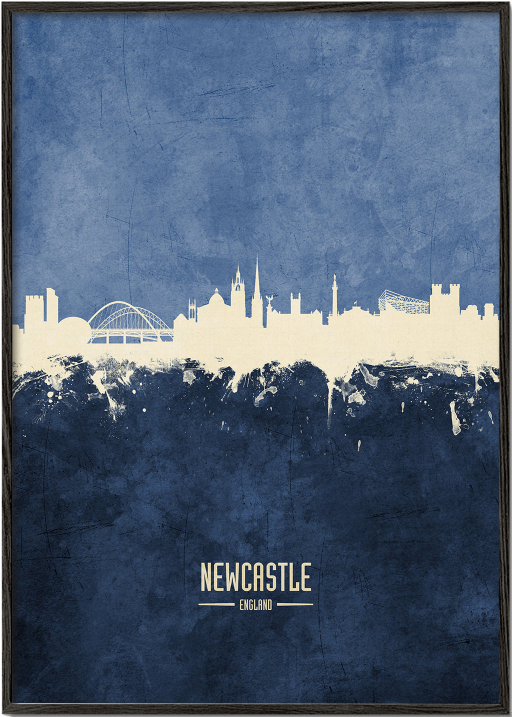 Bybillede Newcastle skyline i blå
