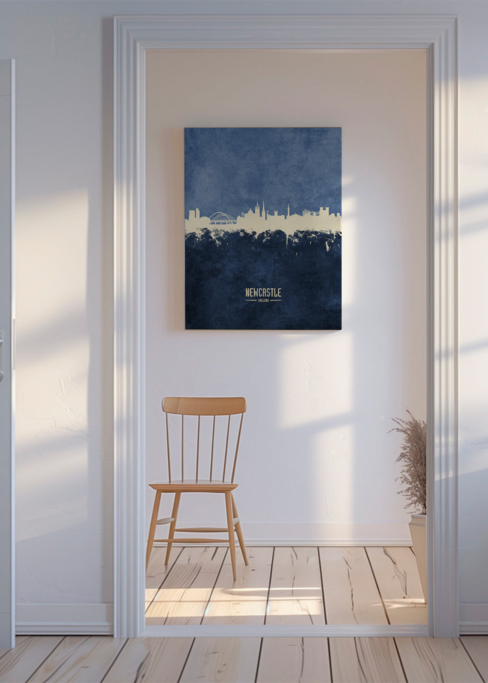 Bybillede Newcastle skyline i blå