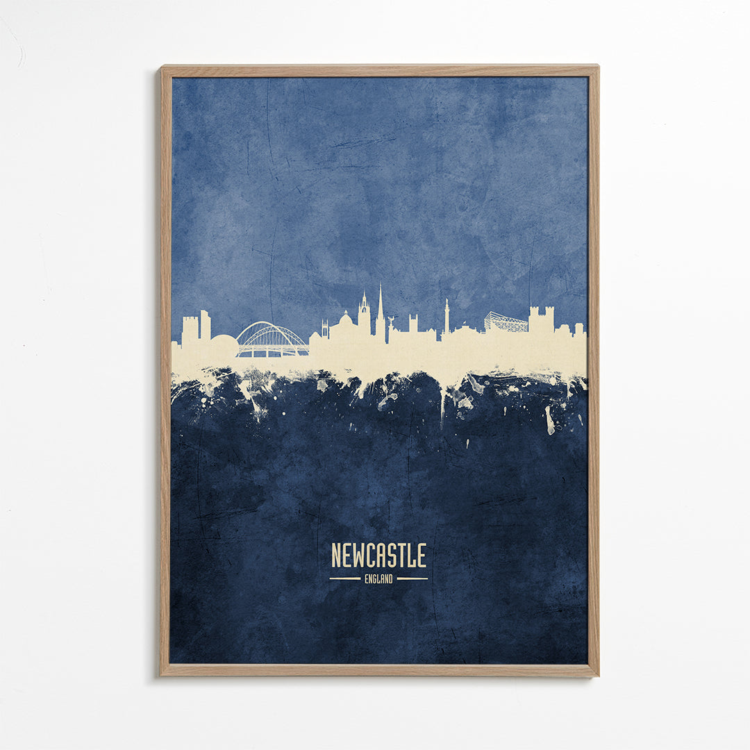 Bybillede Newcastle skyline i blå