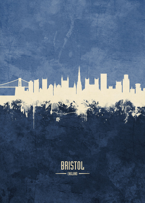 Køkkenkunst Bristol: blå skyline plakat