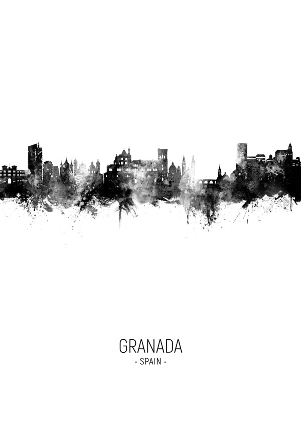 Køkkenkunst Granada skyline blæk