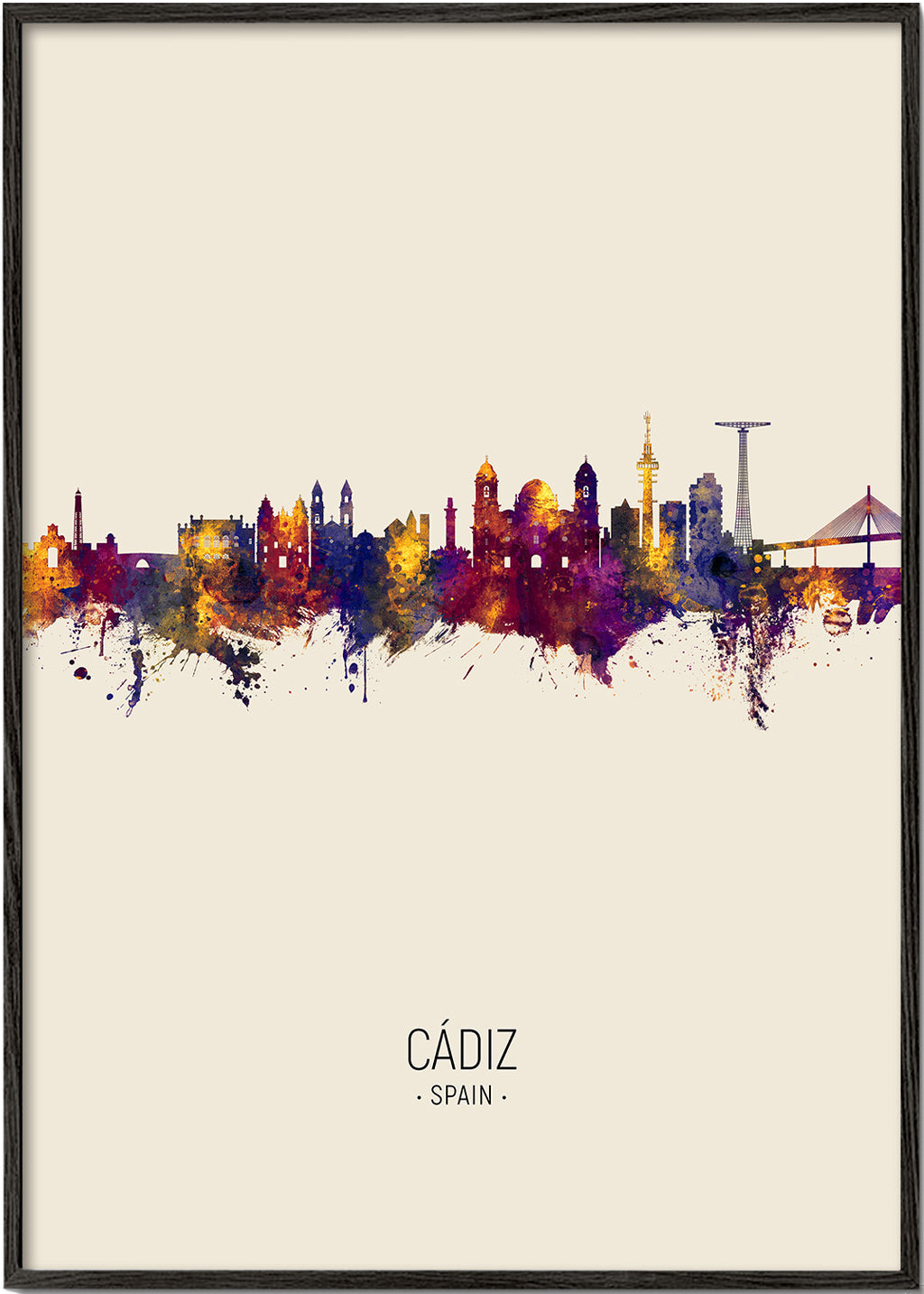 Køkkenkunst Cádiz skyline akvarel