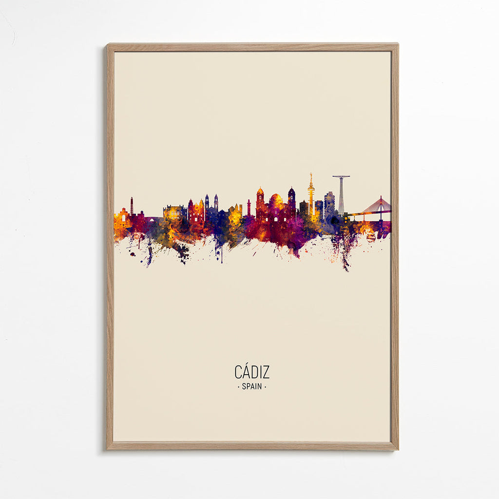 Køkkenkunst Cádiz skyline akvarel