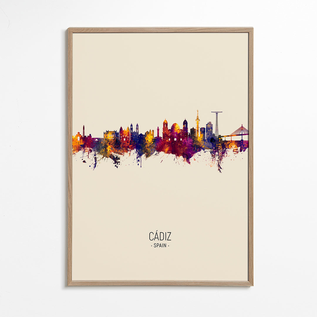 Køkkenkunst Cádiz skyline akvarel