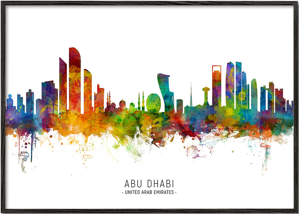 Bykunst Abu Dhabi skyline akvarel