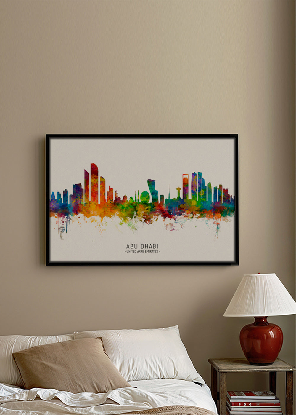 Bykunst Abu Dhabi skyline akvarel