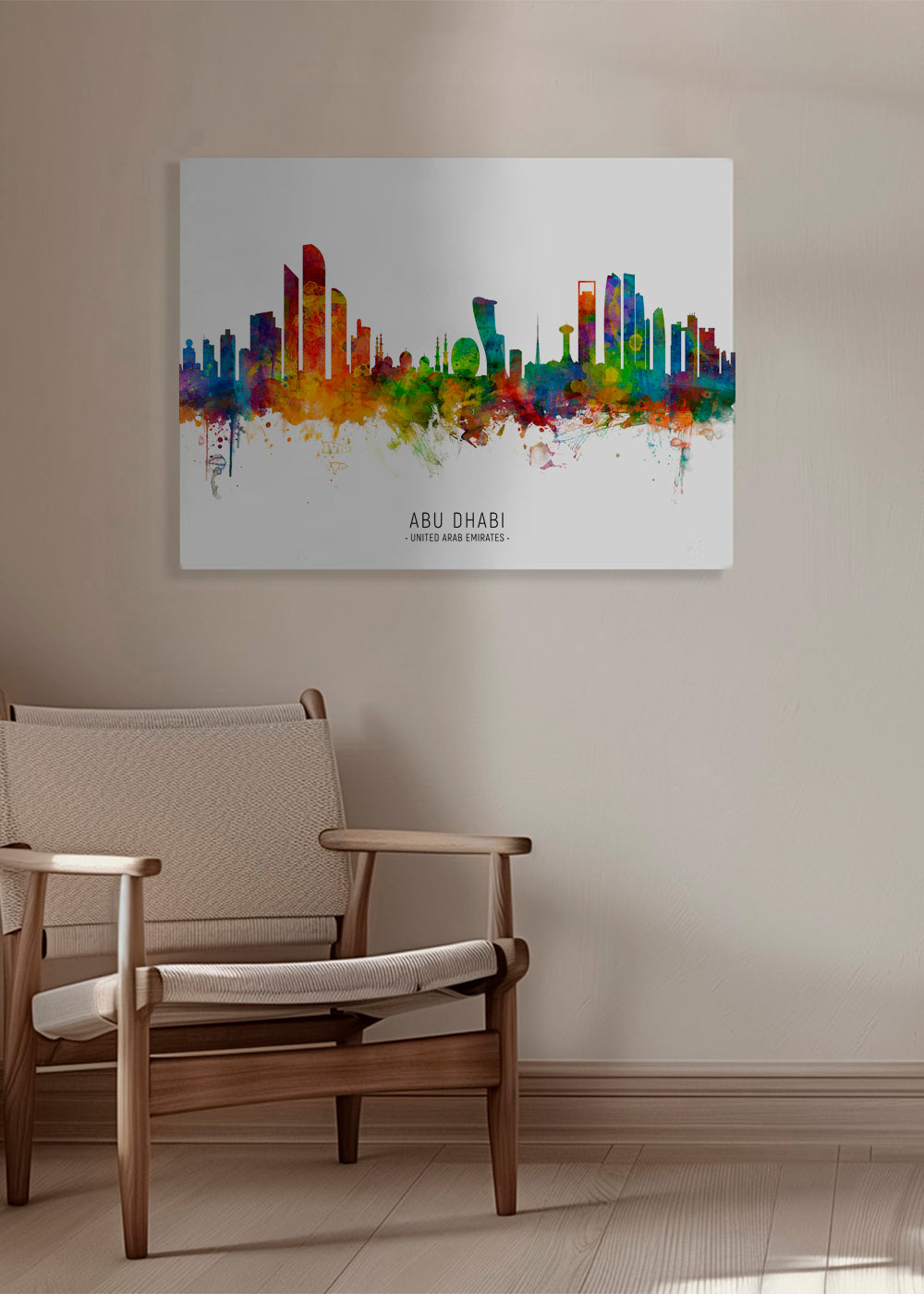Bykunst Abu Dhabi skyline akvarel