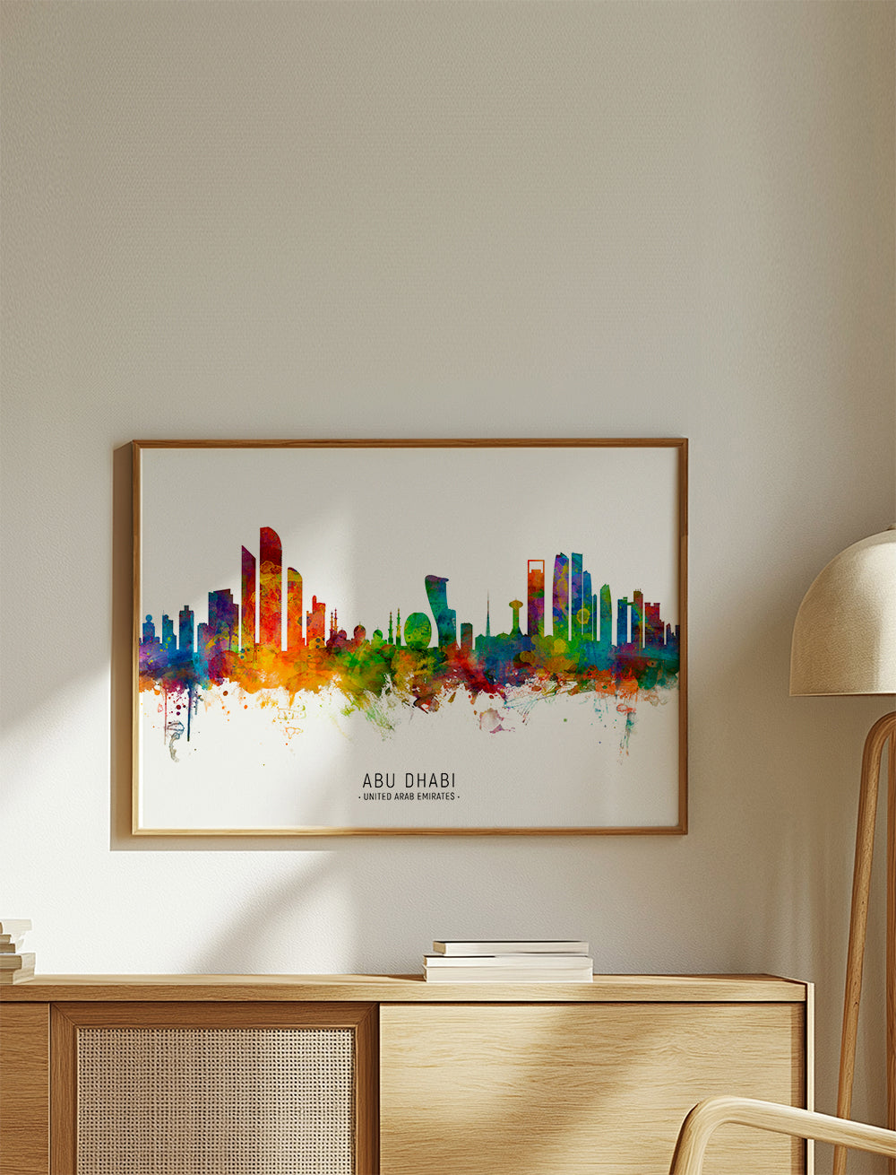 Bykunst Abu Dhabi skyline akvarel