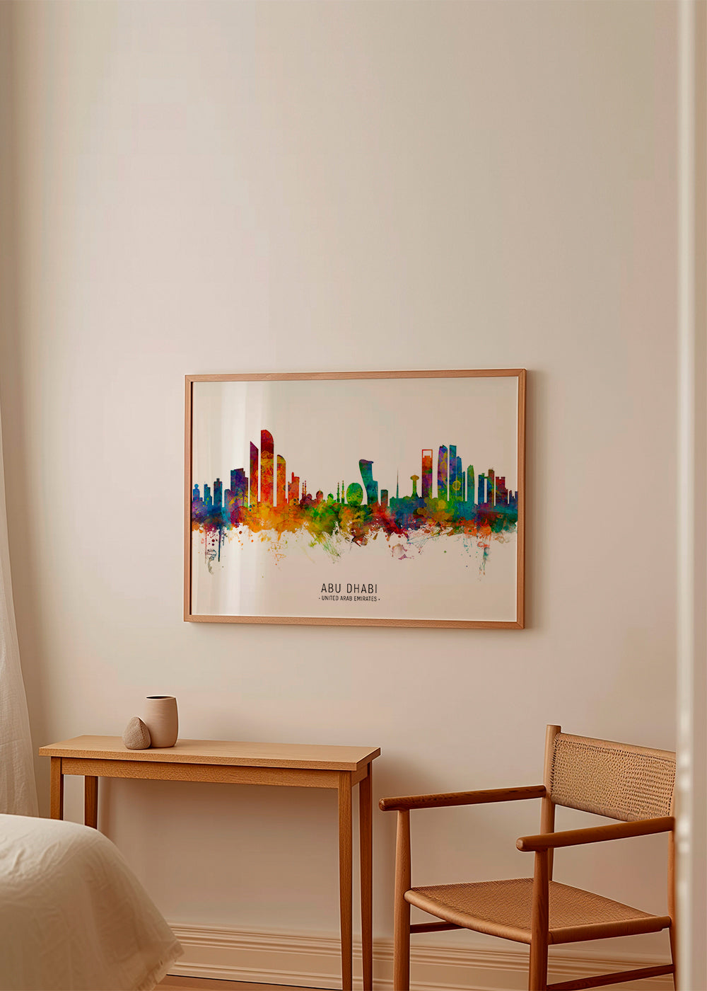 Bykunst Abu Dhabi skyline akvarel