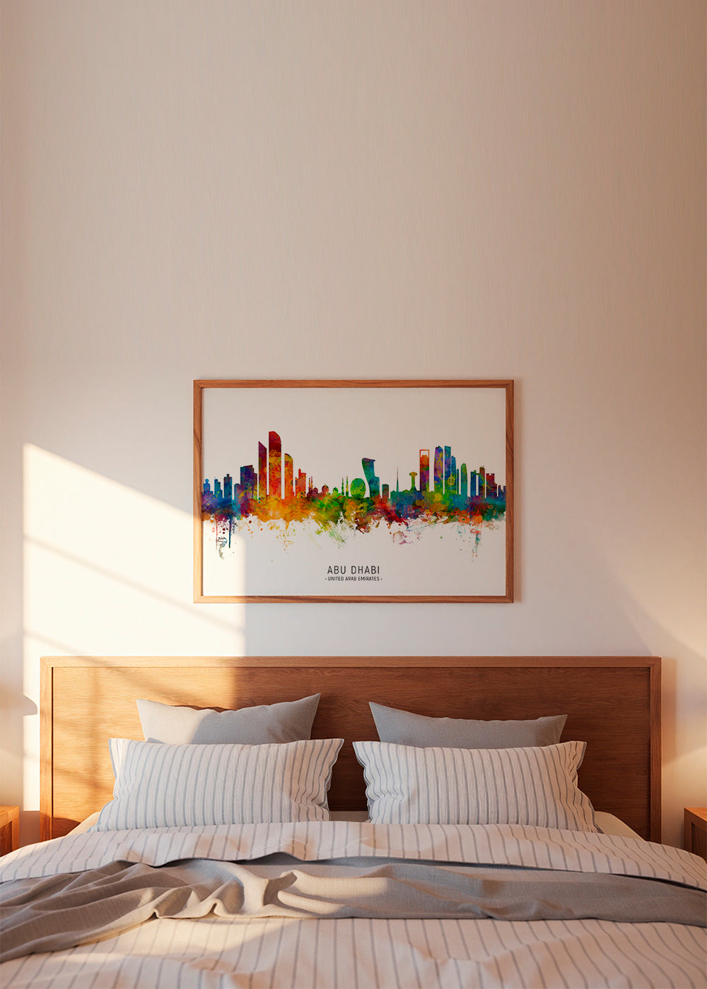Bykunst Abu Dhabi skyline akvarel