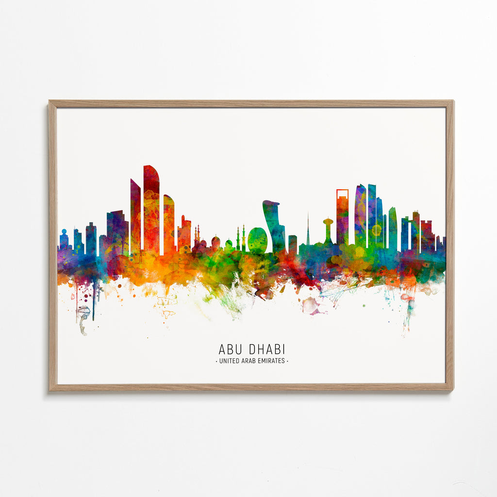 Bykunst Abu Dhabi skyline akvarel