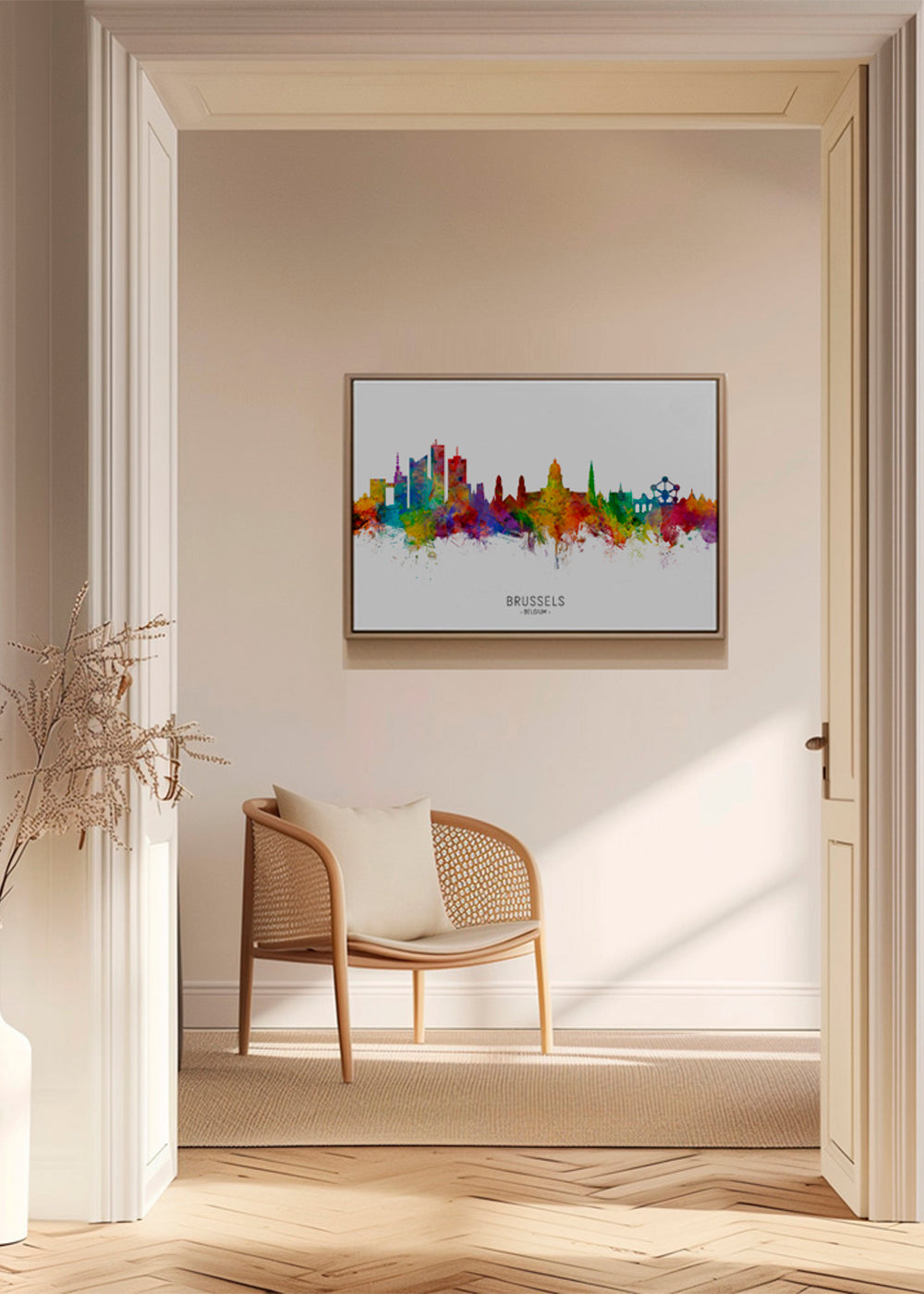 Byplakat: Bruxelles skyline i akvarel multicolor