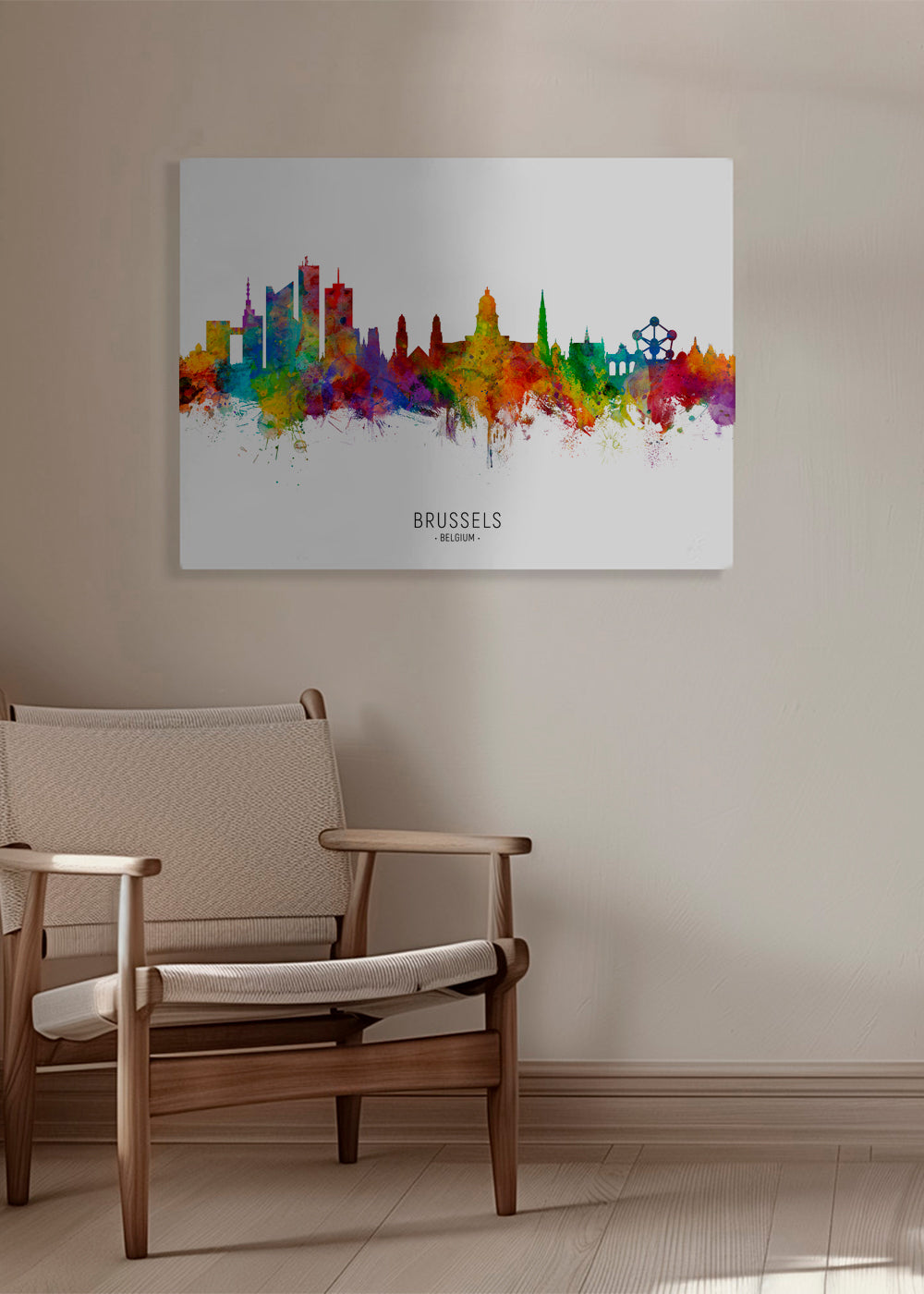 Byplakat: Bruxelles skyline i akvarel multicolor