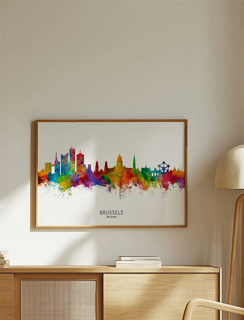 Byplakat: Bruxelles skyline i akvarel multicolor