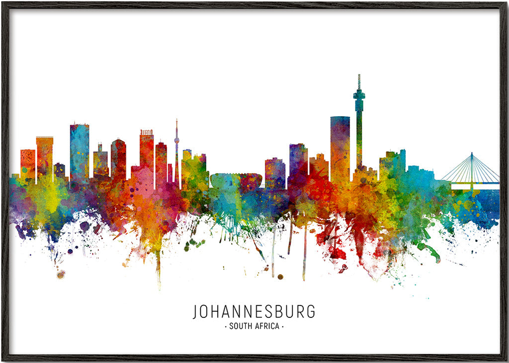 Køkkenkunst Johannesburg skyline akvarel