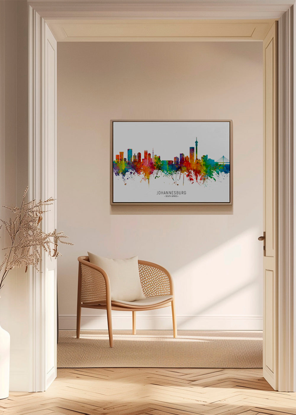Køkkenkunst Johannesburg skyline akvarel