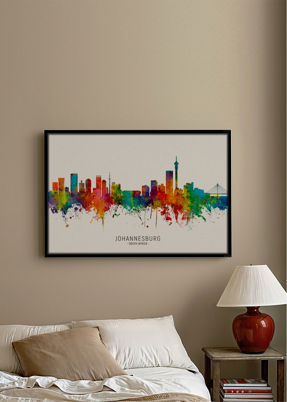 Køkkenkunst Johannesburg skyline akvarel