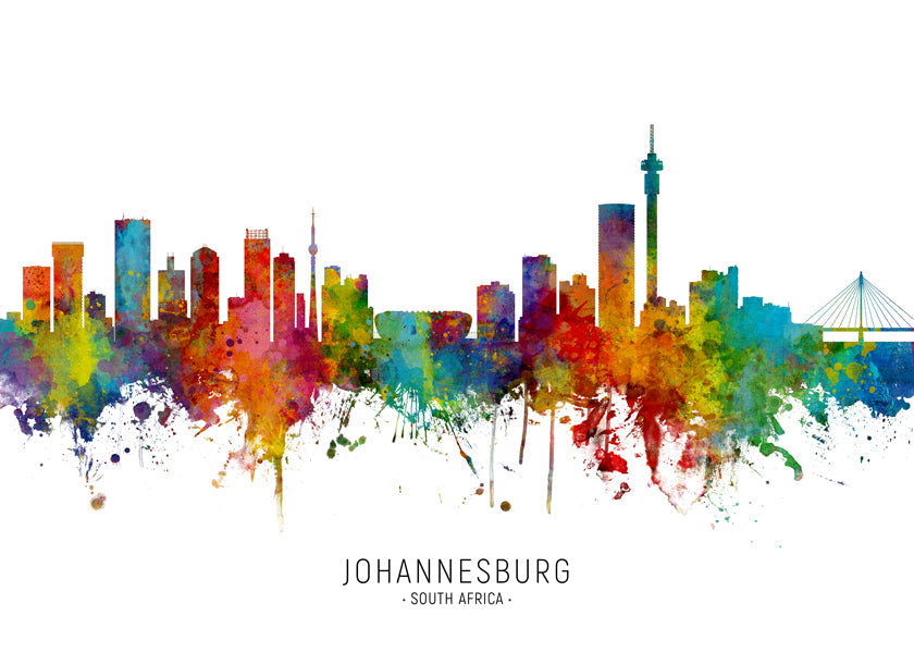 Køkkenkunst Johannesburg skyline akvarel