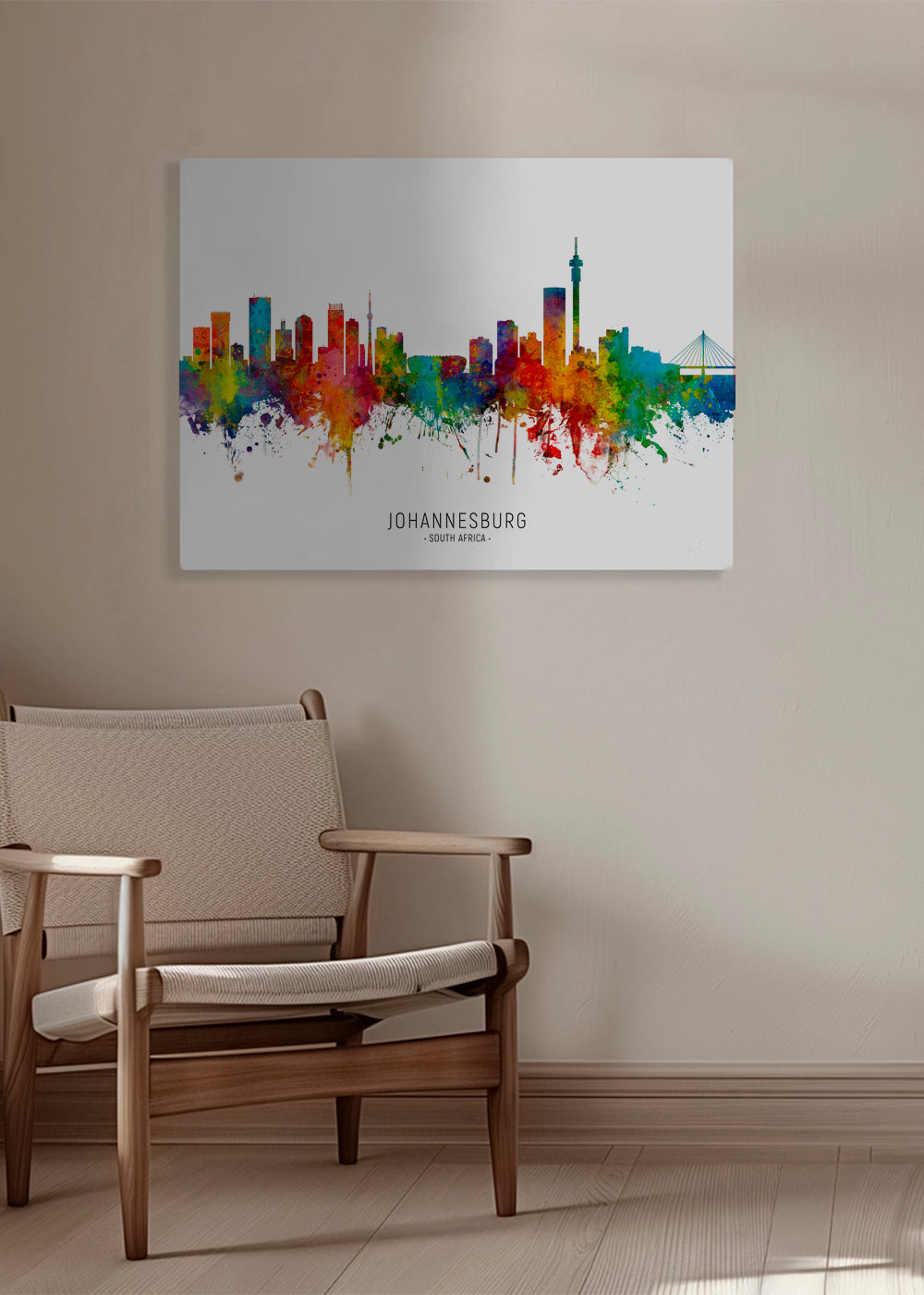 Køkkenkunst Johannesburg skyline akvarel