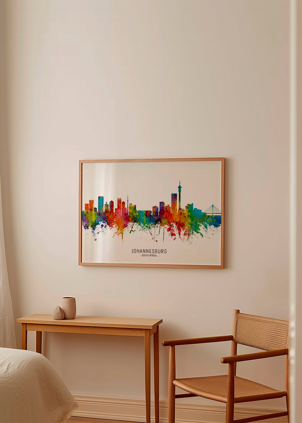 Køkkenkunst Johannesburg skyline akvarel