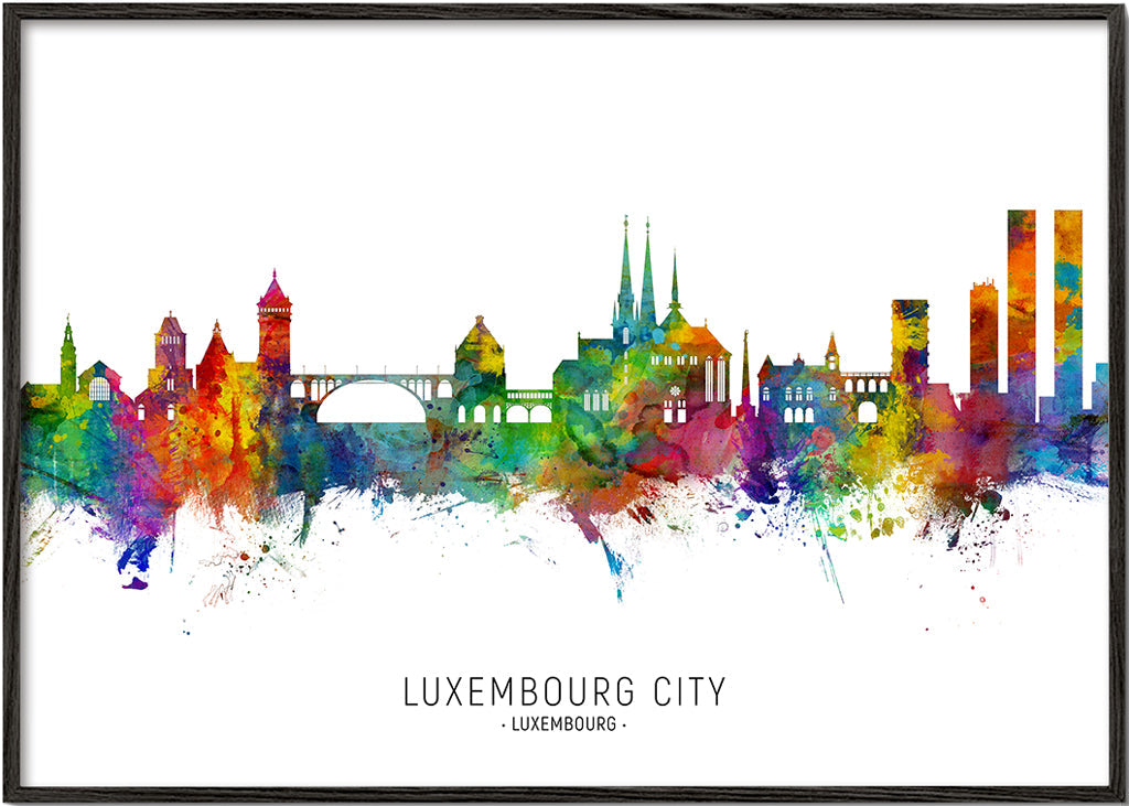 Køkkenkunst Luxemburg skyline akvarel