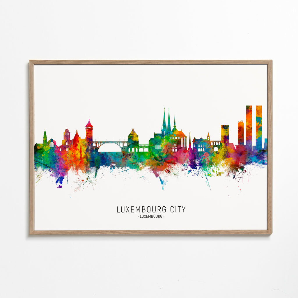 Køkkenkunst Luxemburg skyline akvarel