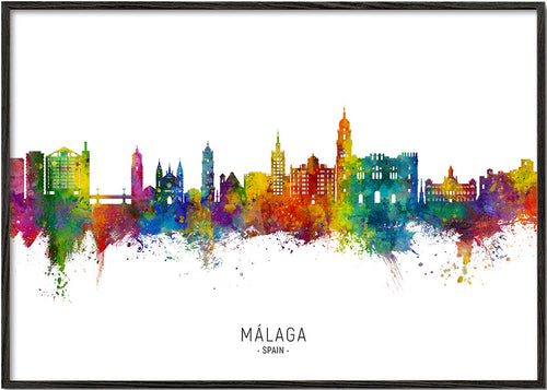Bybillede Málaga akvarel skyline